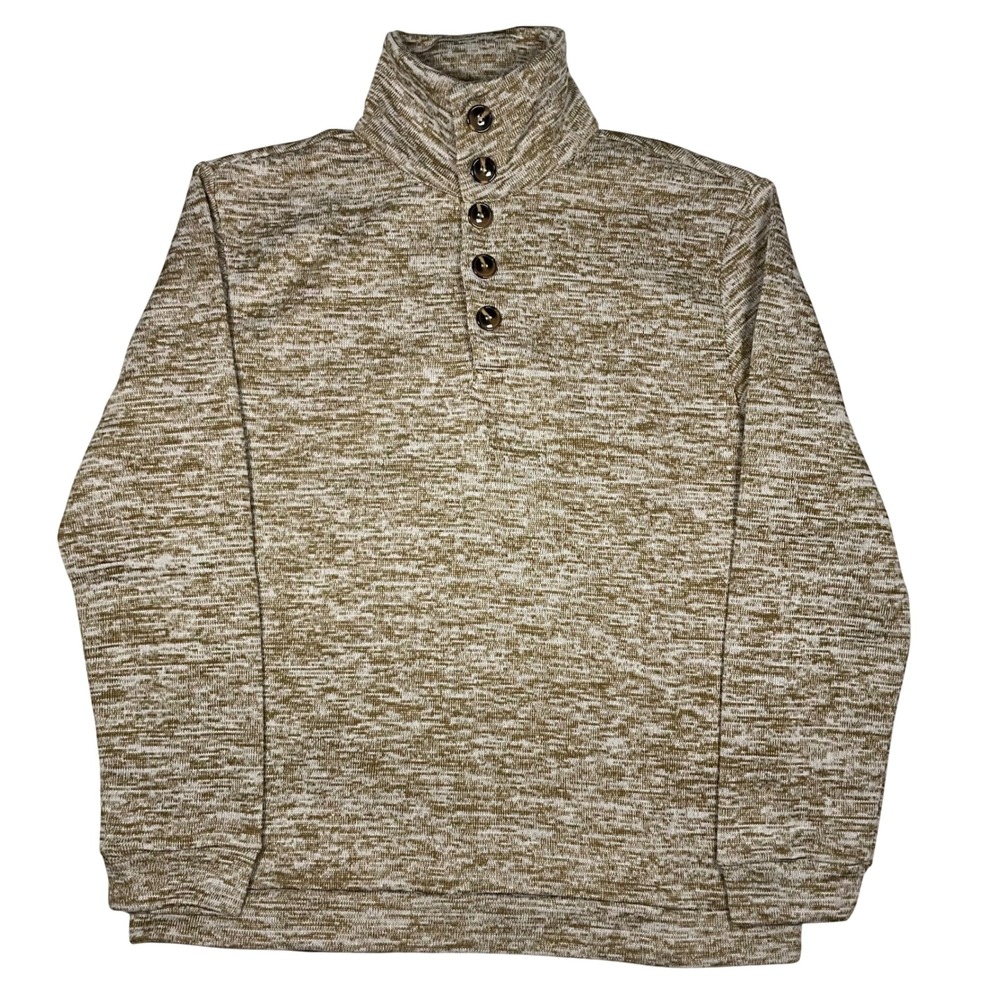Coofandy Mens Mock Neck Tan Heathered Henley Pullover Casual Medium